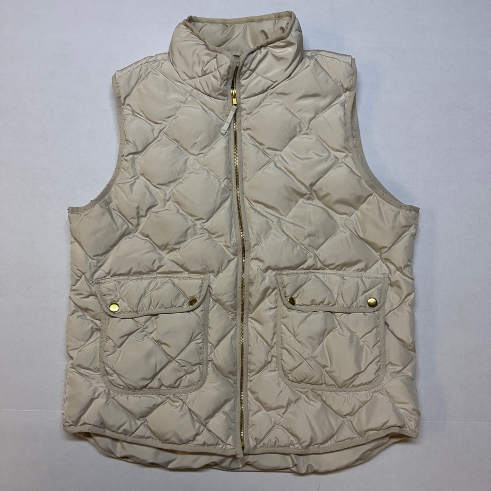 Vintage Woolrich Cream Ivory XL Women’s Quilted Down Filled Puffer Vest